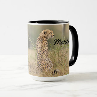 Cheetah Personalize Name Black Interior Geschenk T Tasse