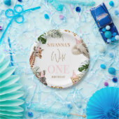 Cheetah Pink Print Safari Wild One 1st Birthday Pappteller (Party)