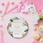 Cheetah Pink Print Safari Wild One 1st Birthday Pappteller (Party)