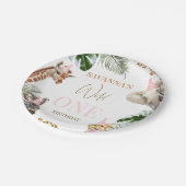 Cheetah Pink Print Safari Wild One 1st Birthday Pappteller (Schrägansicht)