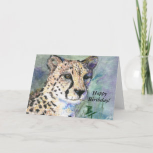 Cheetah Portrait aceo Birthday Card Karte