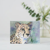 Cheetah Portrait aceo Postcard Postkarte (Stehend Vorderseite)