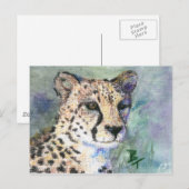 Cheetah Portrait aceo Postcard Postkarte (Vorne/Hinten)