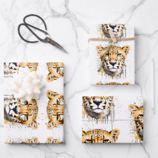 Cheetah Portrait Geschenkpapier Set