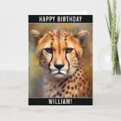 Cheetah Portrait Happy Birthday Name Karte (Vorderseite)
