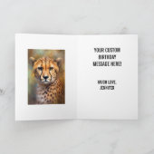 Cheetah Portrait Happy Birthday Name Karte (Innenseite)