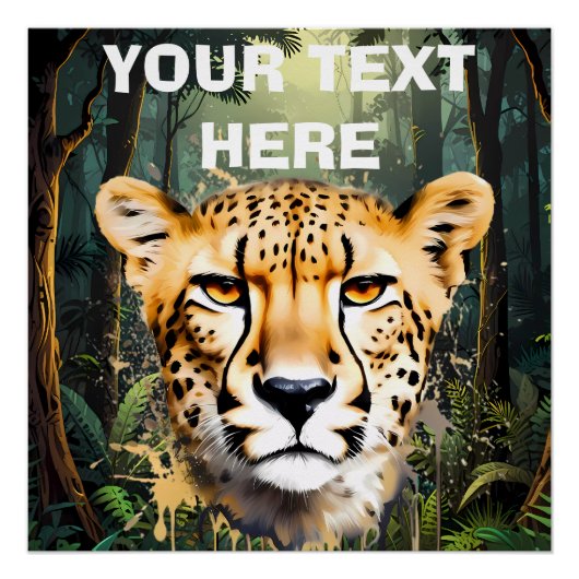 Cheetah Portrait mit Jungle Background Poster (Vorderseite)