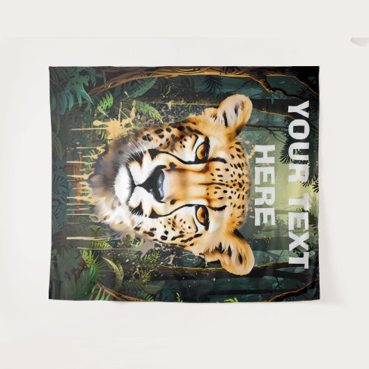 Cheetah Portrait mit Jungle Background Wandteppich (Vorderseite (Horizontal))