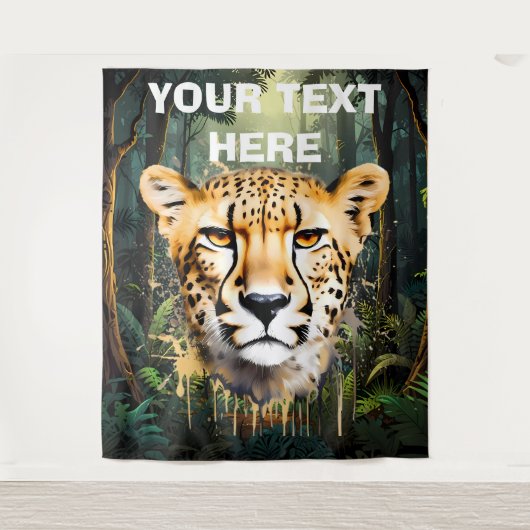 Cheetah Portrait mit Jungle Background Wandteppich (Vorderseite)