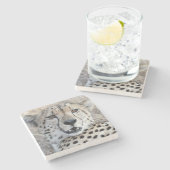 Cheetah Portrait Steinuntersetzer (Seitenansicht)