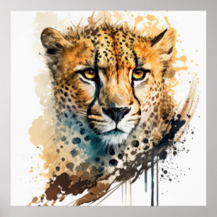 Cheetah Portrait Tiermalerei Tierwelt Außenbereich Poster