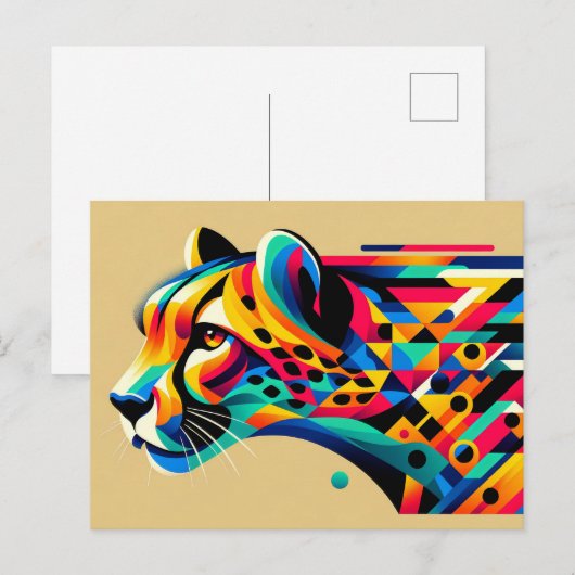 Cheetah Postcard Postkarte (Vorne/Hinten)