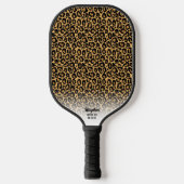 Cheetah Print Animal Muster Personalisierter Text Pickleball Schläger (Vorderseite)