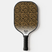 Cheetah Print Animal Muster Personalisierter Text Pickleball Schläger (Rückseite)