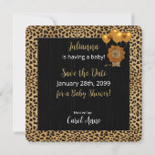 Cheetah Print Baby Dusche Save The Date (Rückseite)