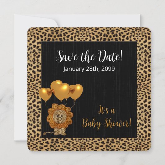 Cheetah Print Baby Dusche Save The Date (Vorderseite)