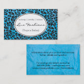 Cheetah Print (blau) Visitenkarte (Vorne/Hinten)