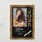 Cheetah Print Class of 2023 Abschluss Einladung (Vorne/Hinten)