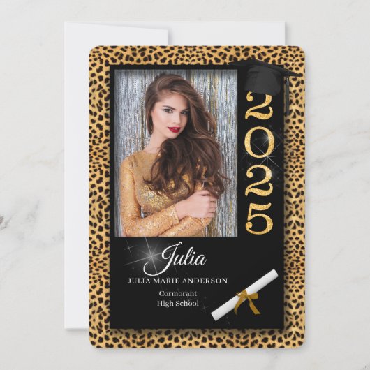 Cheetah Print Class of 2023 Abschluss Einladung (Vorderseite)