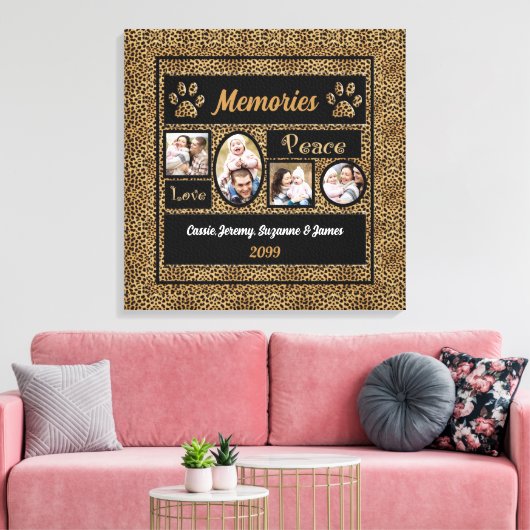 Cheetah Print Collage Erinnerungen 4 Fotos Leinwanddruck (Insitu (Wohnzimmer))