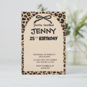 Cheetah Print Custom Kids Birthday Invite Party Einladung (Stehend Vorderseite)
