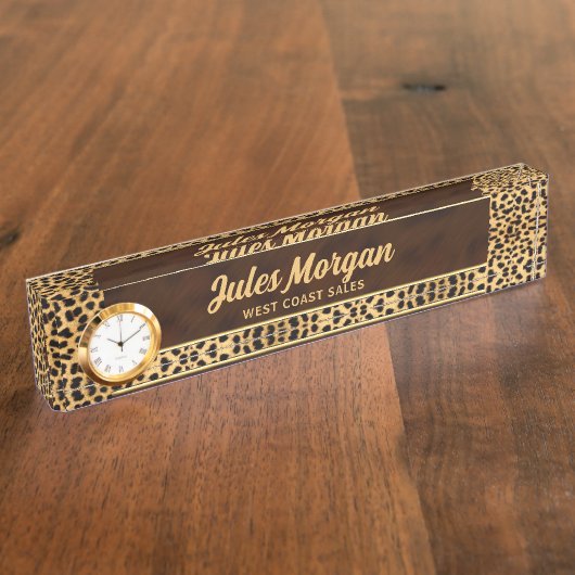 Cheetah Print für Geschäftsfrau Namensplakette (Seite)