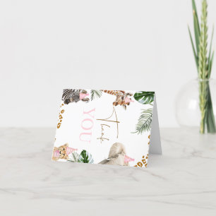 Cheetah Print Girls Safari Wild 1. Geburtstag Dankeskarte