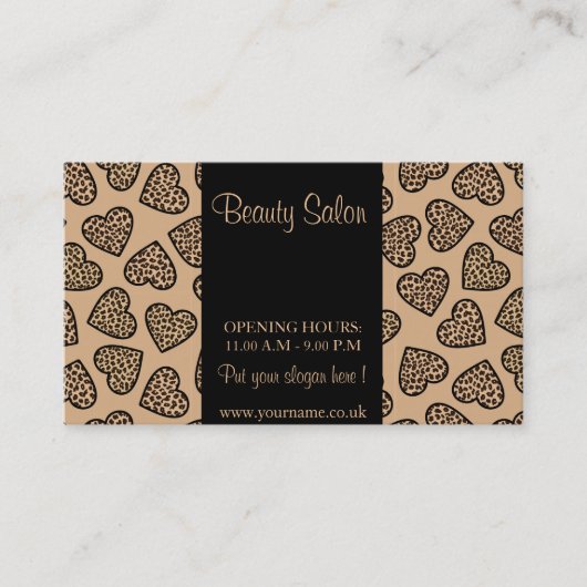 Cheetah Print Herz Business Card Visitenkarte (Vorderseite)
