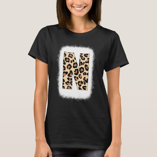 Cheetah Print Letter N Initial Letter N Leopard B T-Shirt (Vorderseite)