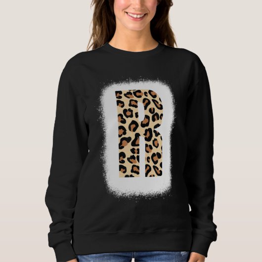 Cheetah Print Letter R Initial Letter R Leopard B Sweatshirt (Vorderseite)