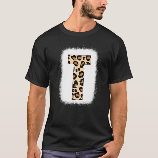 Cheetah Print Letter T Initial Letter T Leopard B T-Shirt (Vorderseite)
