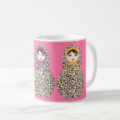 Cheetah Print Matryoshka Kaffee Tasse (VorderseiteRechts)