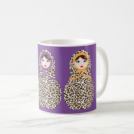 Cheetah Print Matryoshka Kaffee Tasse (VorderseiteRechts)