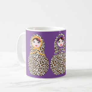 Cheetah Print Matryoshka Kaffee Tasse
