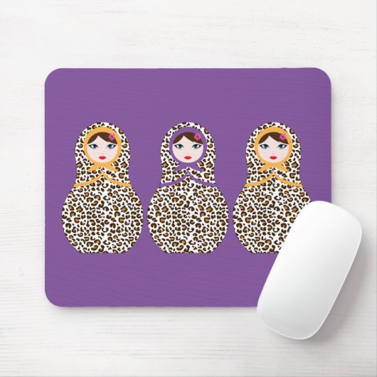 Cheetah Print Matryoshka Mousepad (Mit Mouse)