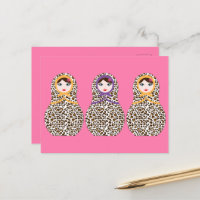 Cheetah Print Matryoshka Postcard