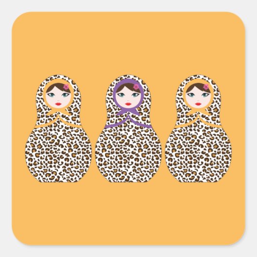 Cheetah Print Matryoshka Sticker (Vorderseite)