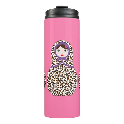 Cheetah Print Matryoshka Thermal Tumbler Thermosbecher (Vorderseite)