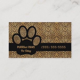 Cheetah Print mit Custom Paw Pet Sitter Visitenkarte