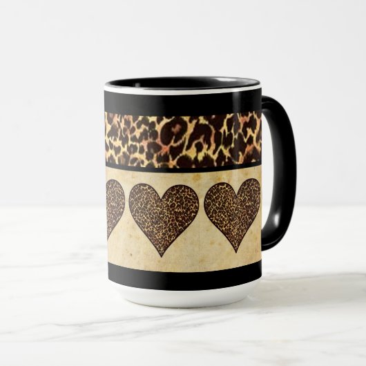 Cheetah Print mit Herz-Tasse Tasse (VorderseiteRechts)