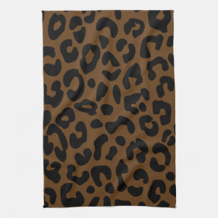 Cheetah Print Pattern Black Brown Geschirrtuch