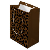 Cheetah Print Pattern Black Brown Mittlere Geschenktüte (Vorderseite Schrägansicht)