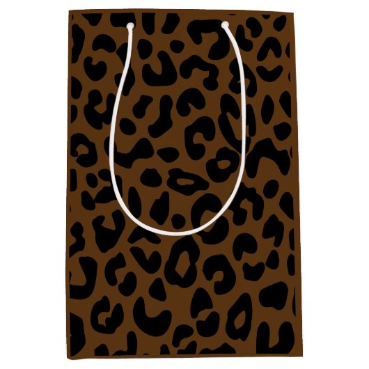 Cheetah Print Pattern Black Brown Mittlere Geschenktüte (Vorderseite)