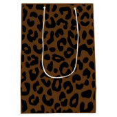 Cheetah Print Pattern Black Brown Mittlere Geschenktüte (Rückseite)