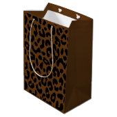 Cheetah Print Pattern Black Brown Mittlere Geschenktüte (Rückseite Schrägansicht)