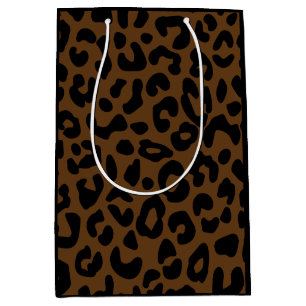 Cheetah Print Pattern Black Brown Mittlere Geschenktüte