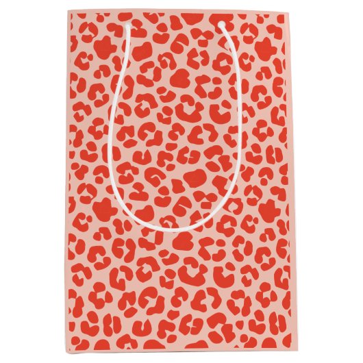 Cheetah Print Pattern Red Mittlere Geschenktüte (Vorderseite)