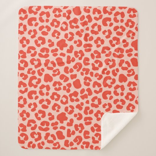 Cheetah Print Pattern Red Sherpadecke (Vorderseite)