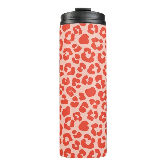 Cheetah Print Pattern Red Thermosbecher (Vorderseite)