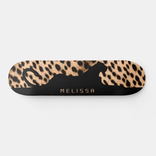 Cheetah Print Pattern Tan Brown & Black Big Cat Skateboard (Horizontal)